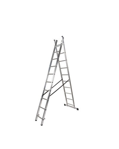 Escalera Aluminio 2 Tramos 7+7 Peldaños. Plegable, Antideslizante, Resistente