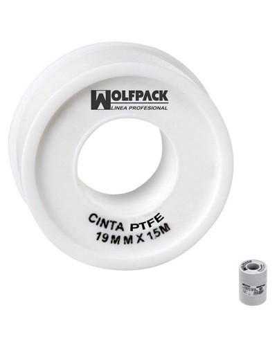 Cinta PTFE Wolfpack 19 mm. x 50 m. Grueso. (Paquete de 5 Rollos)