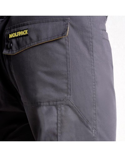 Pantalones Largos DeTrabajo, Multibolsillos, Resistentes, Rodilla Reforzada, Gris/Amarillo Talla 46/48 L