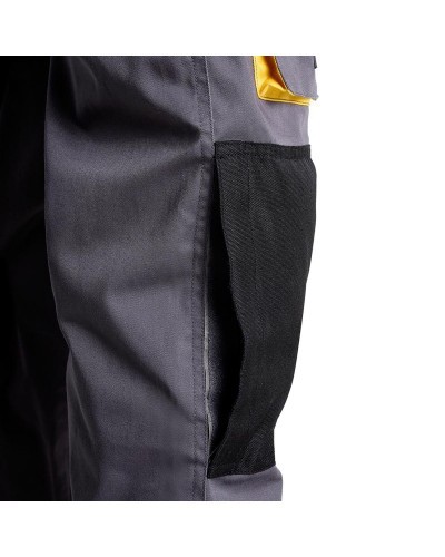 Pantalones Largos DeTrabajo, Multibolsillos, Resistentes, Rodilla Reforzada, Gris/Amarillo Talla 46/48 L