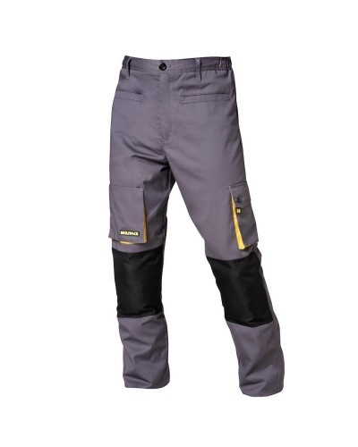 Pantalones Largos DeTrabajo, Multibolsillos, Resistentes, Rodilla Reforzada, Gris/Amarillo Talla 54/56 XXL