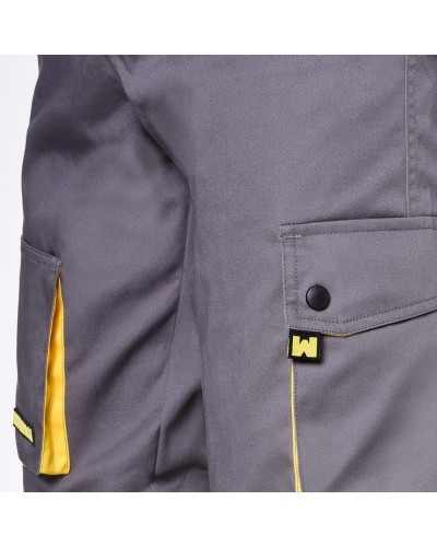 Pantalones Cortos DeTrabajo, Multibolsillos, Resistentes, Gris/Amarillo Talla 50/52 XL