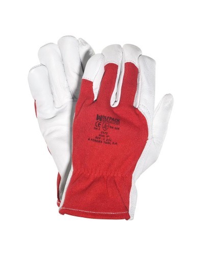 Guantes Piel / Lona Con Colgador 10" (Par)