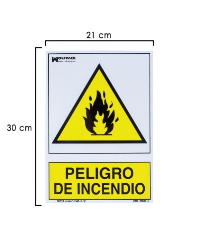 Cartel Peligro De Incendio 30x21 cm.