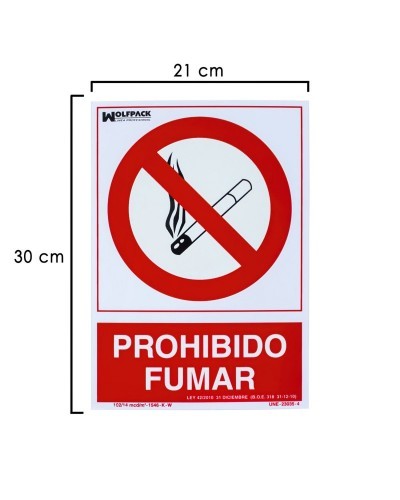 Cartel Prohibido Fumar 30x21 cm.