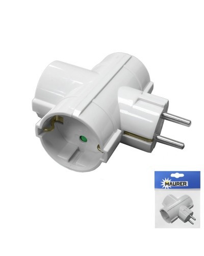 Adaptador / Ladron Triple Schuko 16 A. 250 V.