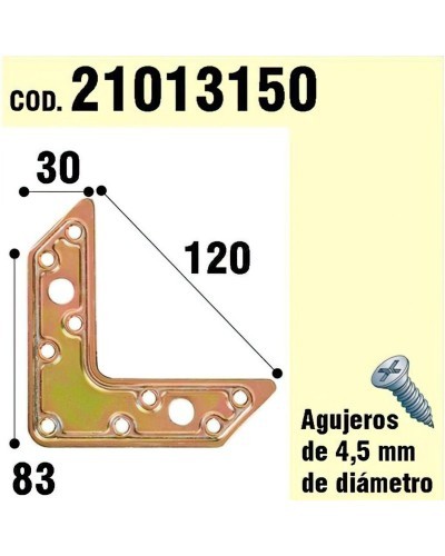 Soporte Para Madera Placa "L" Bicromatado 120 mm.