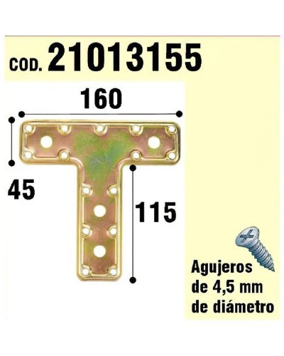 Soporte Para Madera Placa "T" Bicromatado 160 mm.