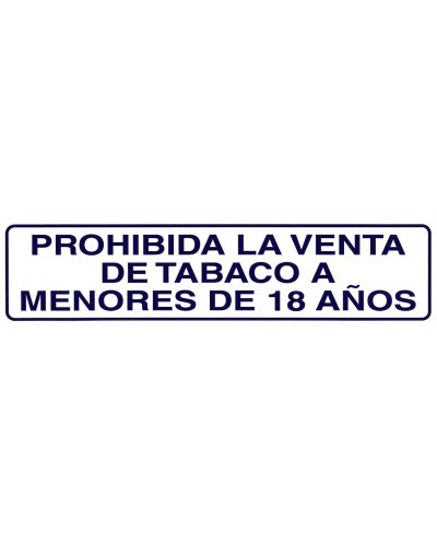 Rotulo Adhesivo 250x63 mm. Prohibida Venta Tabaco 18años