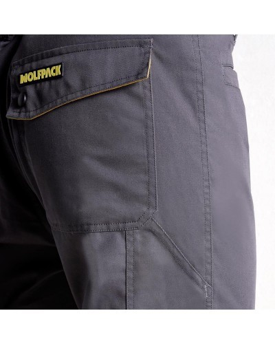 Pantalones Largos DeTrabajo, Multibolsillos, Resistentes, Rodilla Reforzada, Gris/Amarillo Talla 42/44 M